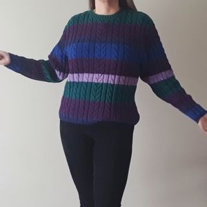 Vintage Jewel Toned Colours Cable Knit Sweater